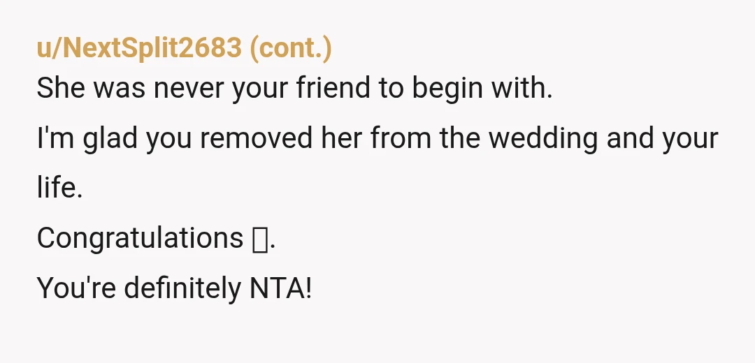 u/babydtheone NTA. But your ex friend is totally entitled. It’s her way or no way. You did the right thing to uninvite her. She has no right to stand by...