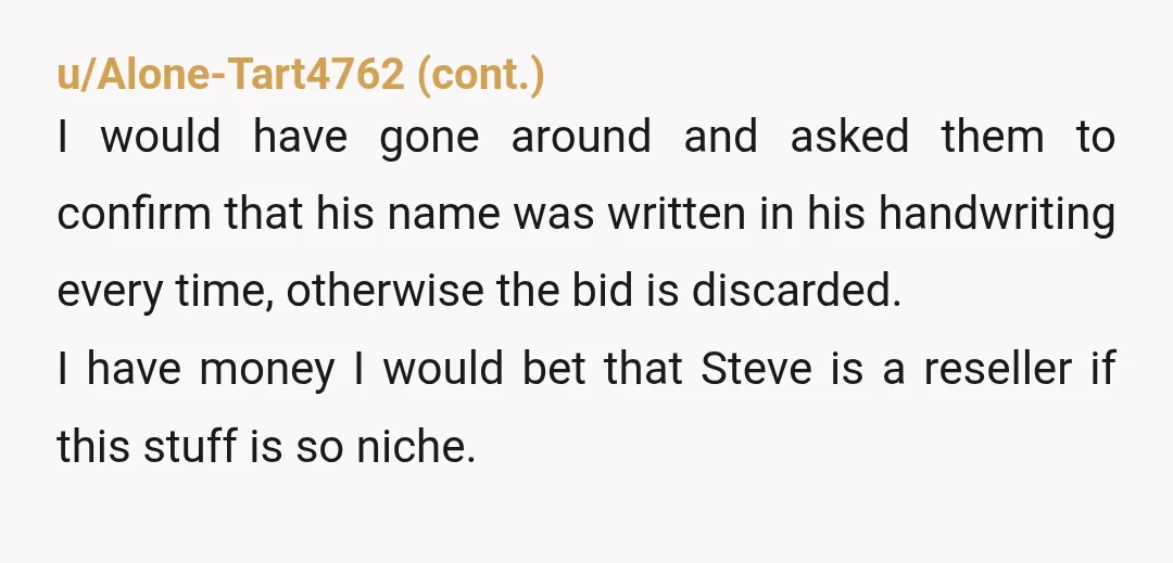 u/Redditnewb2023 I thought she was gonna place an outrageously high bid just so his minion would have to one up it and end up paying $2500 for some paper plates...