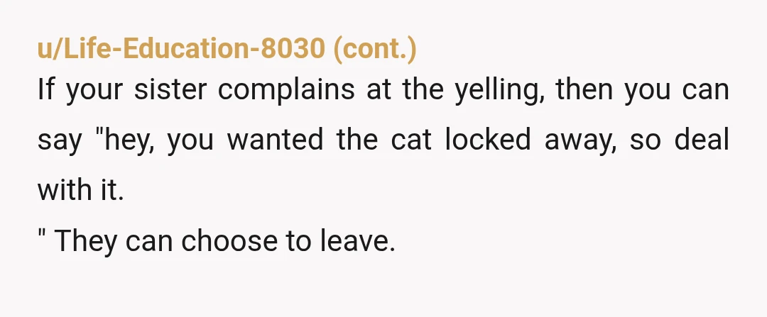u/l3ex_G Yta, pretty sure it’s your mom’s house and you should put him away while the baby is over. The cat will be fine in a room. This is part...