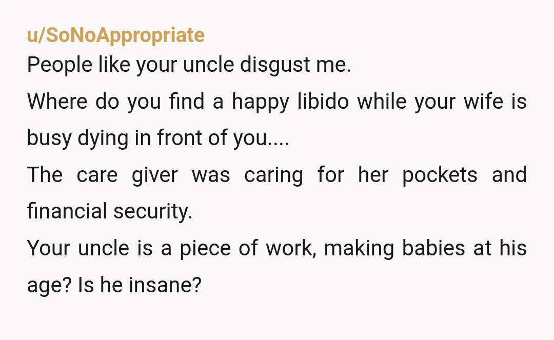 u/Consistent-Goat1267 NTA. Just because the aunt didn’t know what was going on doesn’t mean what the uncle did was okay. Would it have been acceptable if it were some other...