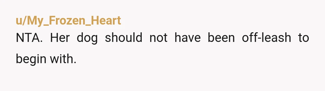 u/Confident-Ad7531 The dog person is a prime example of a bad dog person. Won't train the animal, won't put a leash on them, but blames everyone else when their dog...
