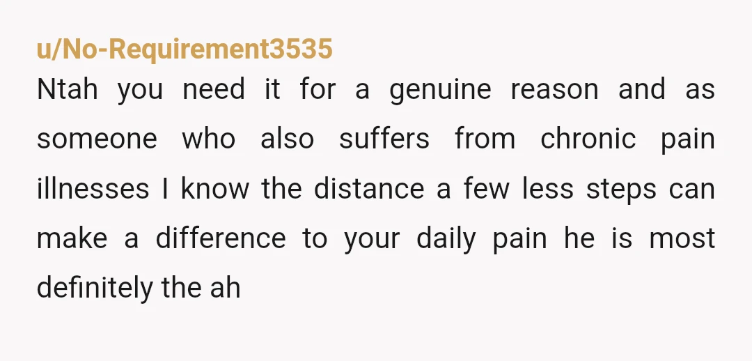 u/No-Requirement3535 Ntah you need it for a genuine reason and as someone who also suffers from chronic pain illnesses I know the distance a few less steps can make a...