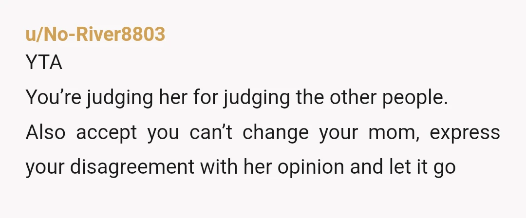 u/WTH_JFG YTA. She is entitled to her opinion. You are entitled to your opinion. She does not have to change her opinion to match yours — just as you do...