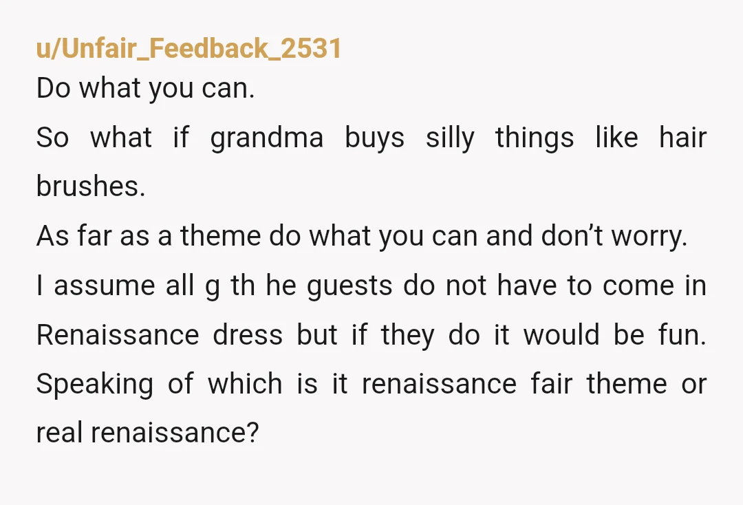 u/No-Loquat-2763
Why not just... block your grandma? Just say no? Replan everything without her?
YWBTA if you f*** over your figure SIL because your grandmother is being slightly annoying.