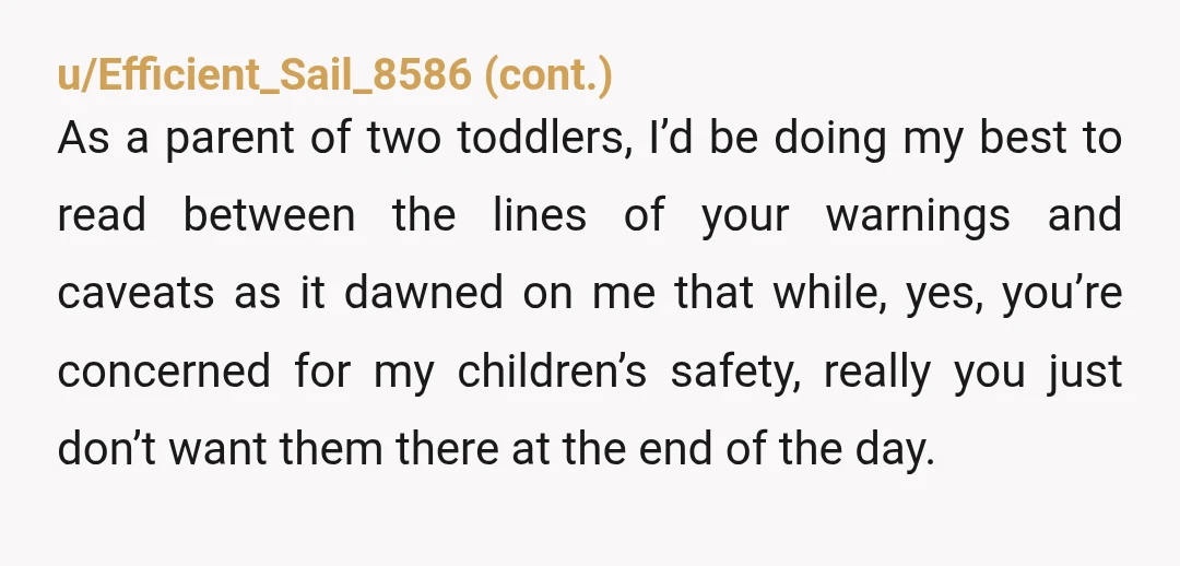 u/Eerie_Grimoire666 You are not really being transparent about not wanting kids at your wedding since you are going all over the place of why you don’t want kids there. Then...