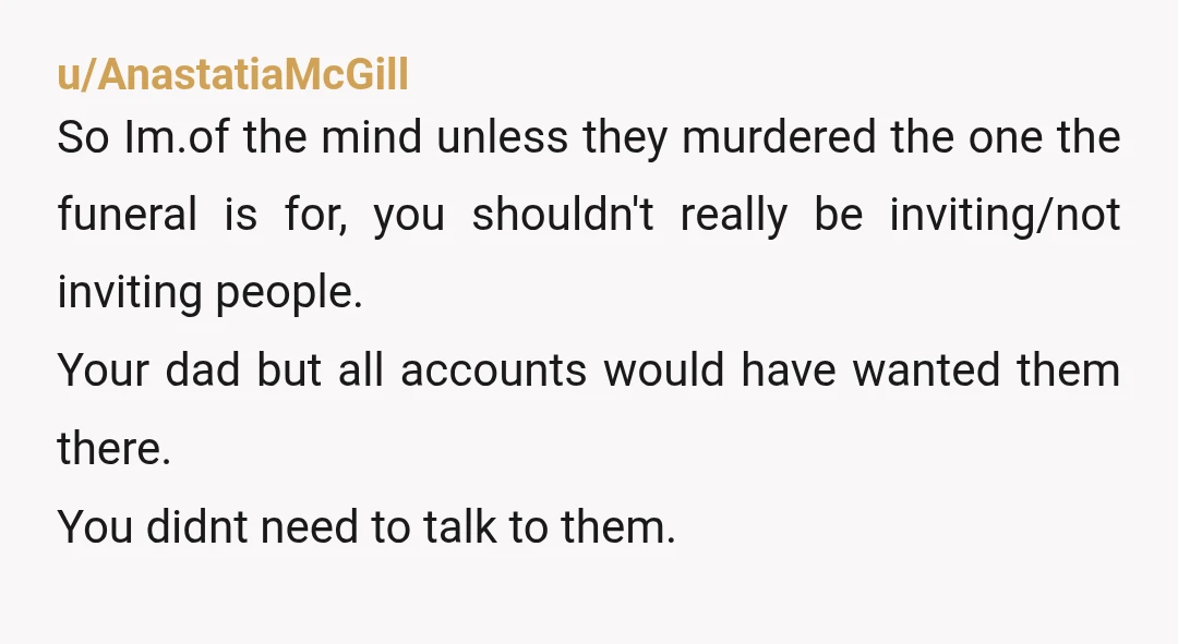 u/CuriousTsukihime NTA - it sounds like you did what was required to notify them of your father’s passing and they had you blocked. This is a consequence of blocking people...