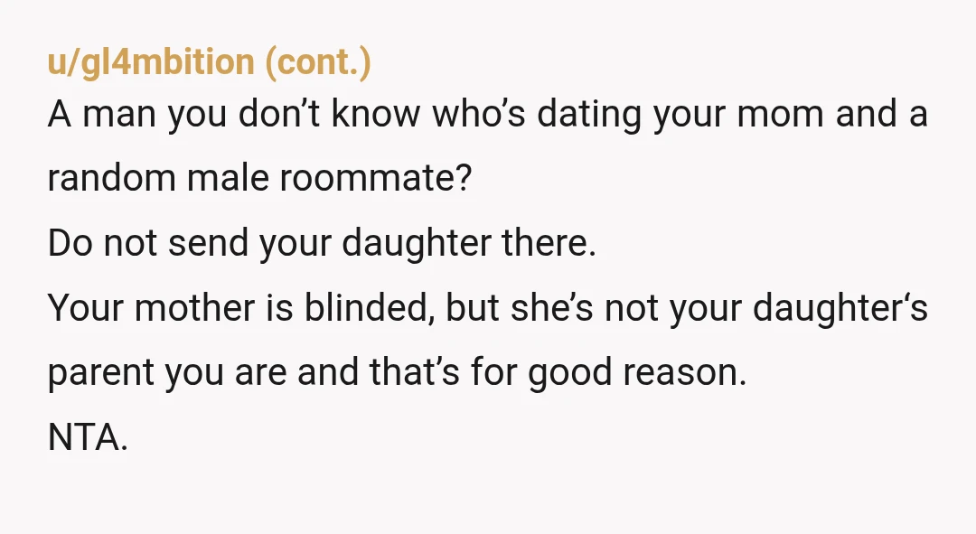 u/DeathGirling
NTA we've all seen the documentaries about what happens when the mom doesn't trust her gut.
Stick to your guns, you don't owe random strangers your trust.