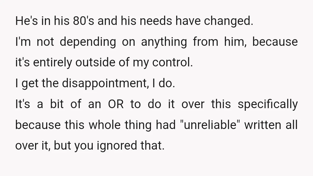 u/Sad_Construction_668
NOR . This is controlling behavior. Stop expecting anything from him.