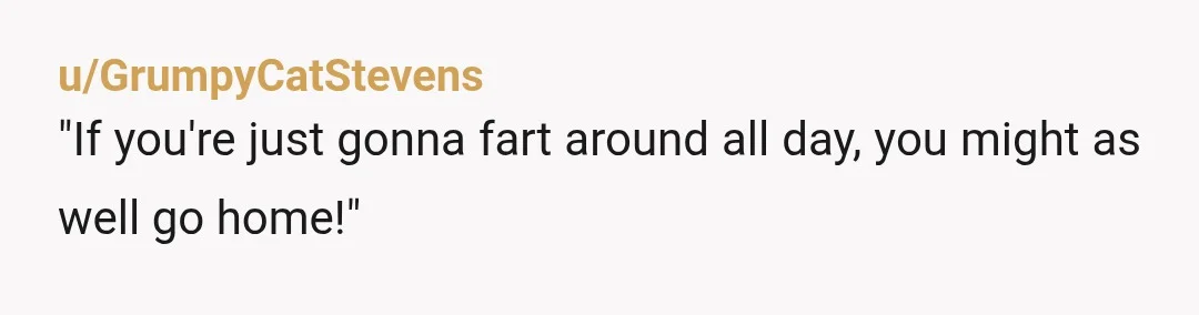 u/GrumpyCatStevens
"If you're just gonna fart around all day, you might as well go home!"