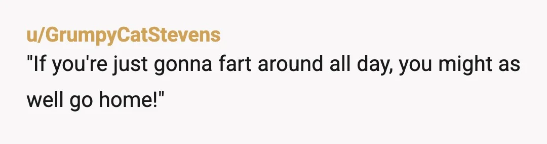 u/GrumpyCatStevens
"If you're just gonna fart around all day, you might as well go home!"