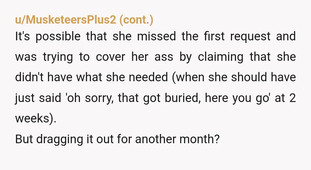 u/MarionberryPlus8474 NTA, she sounds incompetent. Chances are this was not the only complaint that came up. Not your fault if she was not suited to this job. Banking is a...