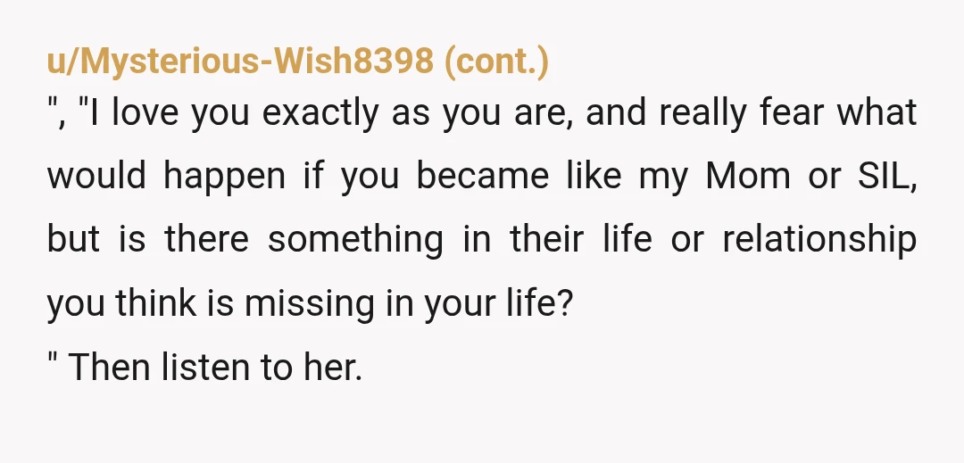 u/Aggravating_Baker557 Your mom is being awful tbh. To exclude one DIL for the other is pretty hurtful. You tearing your mother and SIL down to vain and superficial people is...
