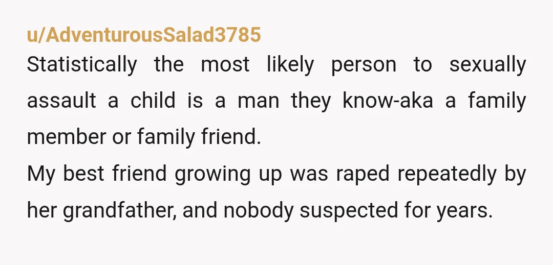 u/That_Highlight1342 NATH— She may have past trauma of her own that is causing her boundary. If it was me, I would t be offended. But you are allowed to set...