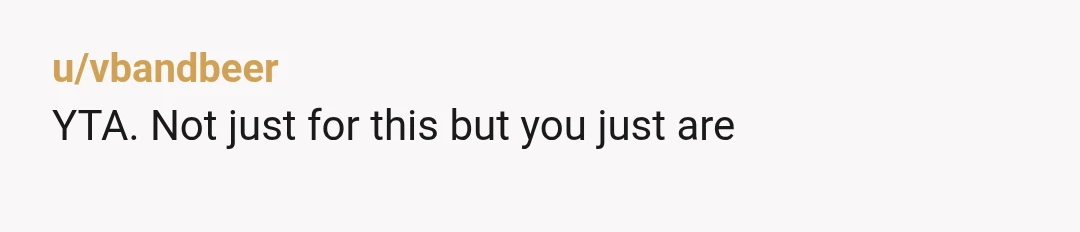 u/vbandbeer
YTA. Not just for this but you just are
