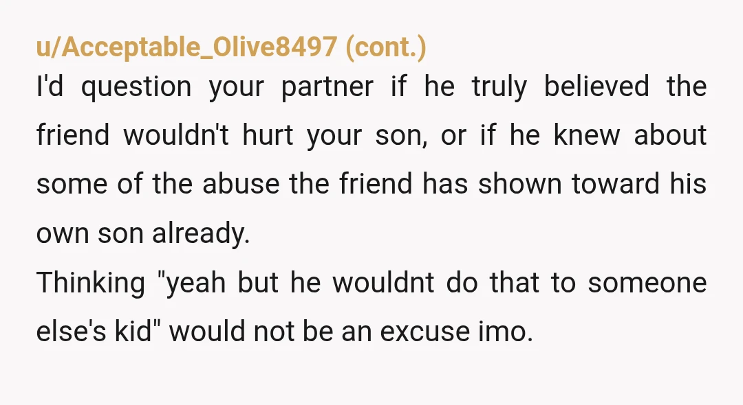 u/SJoyD If I had to ask my partner to stop dealing with someone who had treated me and my child like that, they wouldn't be my partner for very much...