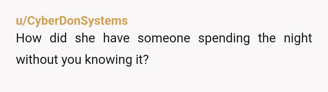 u/CatPawSoup
NTA.
There is a stranger's semen likely ON YOUR SHEETS. Your couch.
Kitchen maybe? Who knows what they did where.