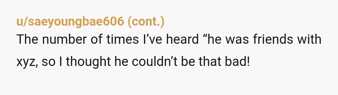 u/Beautiful_Range_1803 YTA. Girl, I know you’re only 17 but this whole post reeks of immaturity. As soon as you said “I begged them not to try anything romantic” I knew...