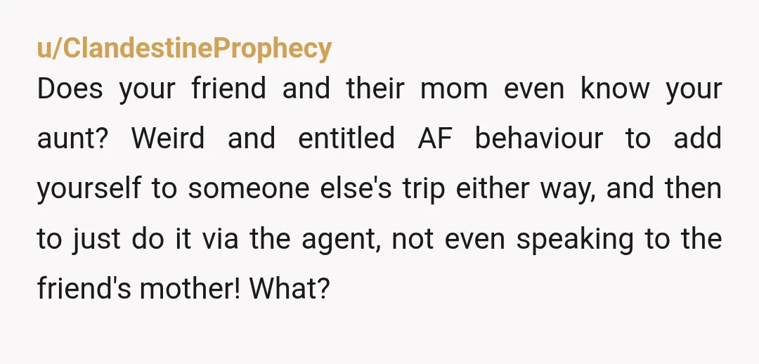 u/sbballc11
What does your mom think would happened when the friends mom saw the increase in price and question why? Or why there is a fifth person tagging along?
NTA