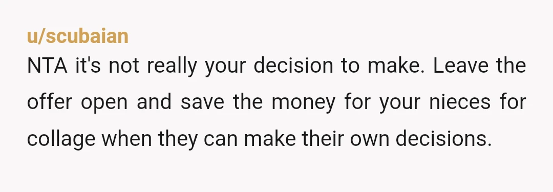 u/Cryptographer_Alone NTA. In blended families, things are not equal. That's just the way of it, and your sister and BIL are going to have to navigate that. Your sister will...