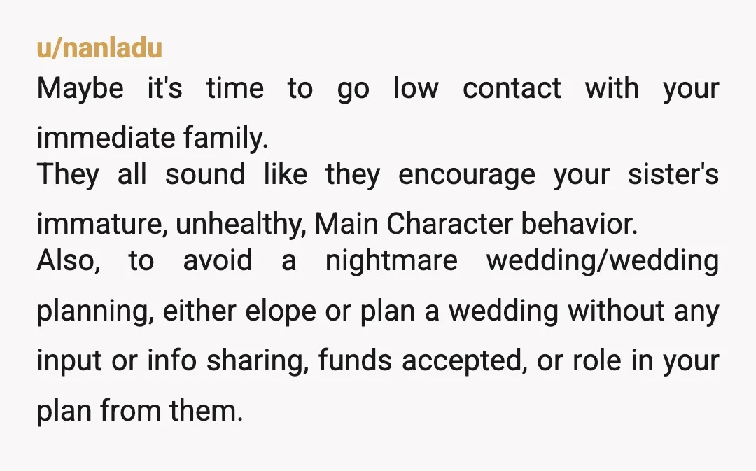 u/Batgirl_1984 Be prepared for your dad to threaten not to walk you down the aisle. Then remind him that you don’t owe him comfort for failing as a parent to...