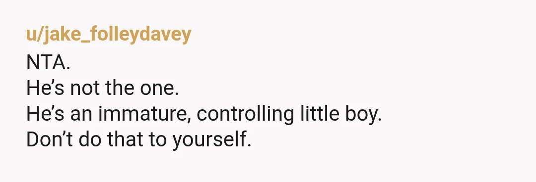 u/Kinkystormtrooper
NTA and run away from this guy quickly or he will be the next traumatic relationship