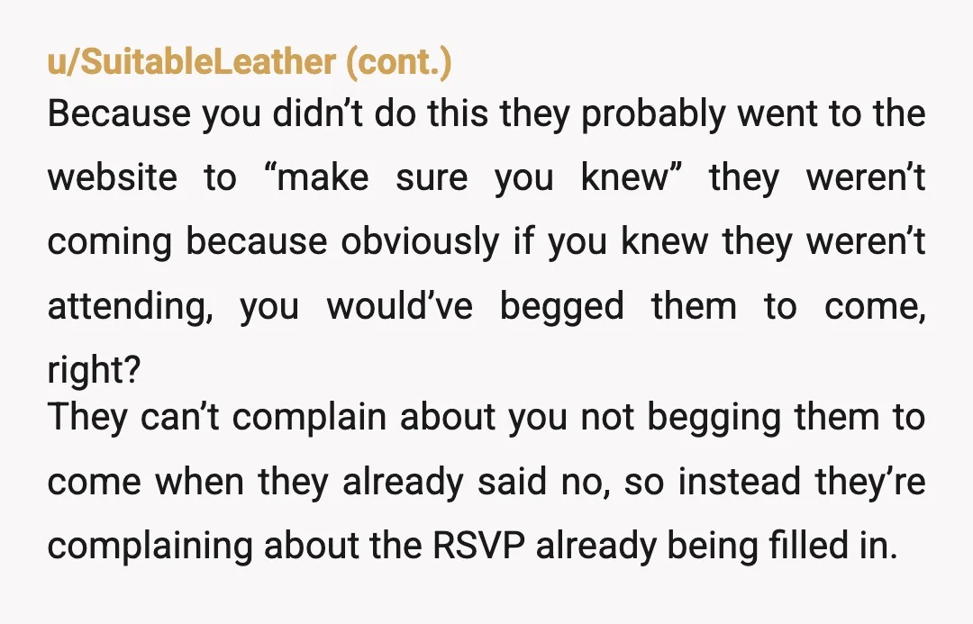 u/Jonathan-Welford
NTA.
You’ve just popped the drama balloon they were hoping for.
Not begging grandma to come probably left them feeling flat.