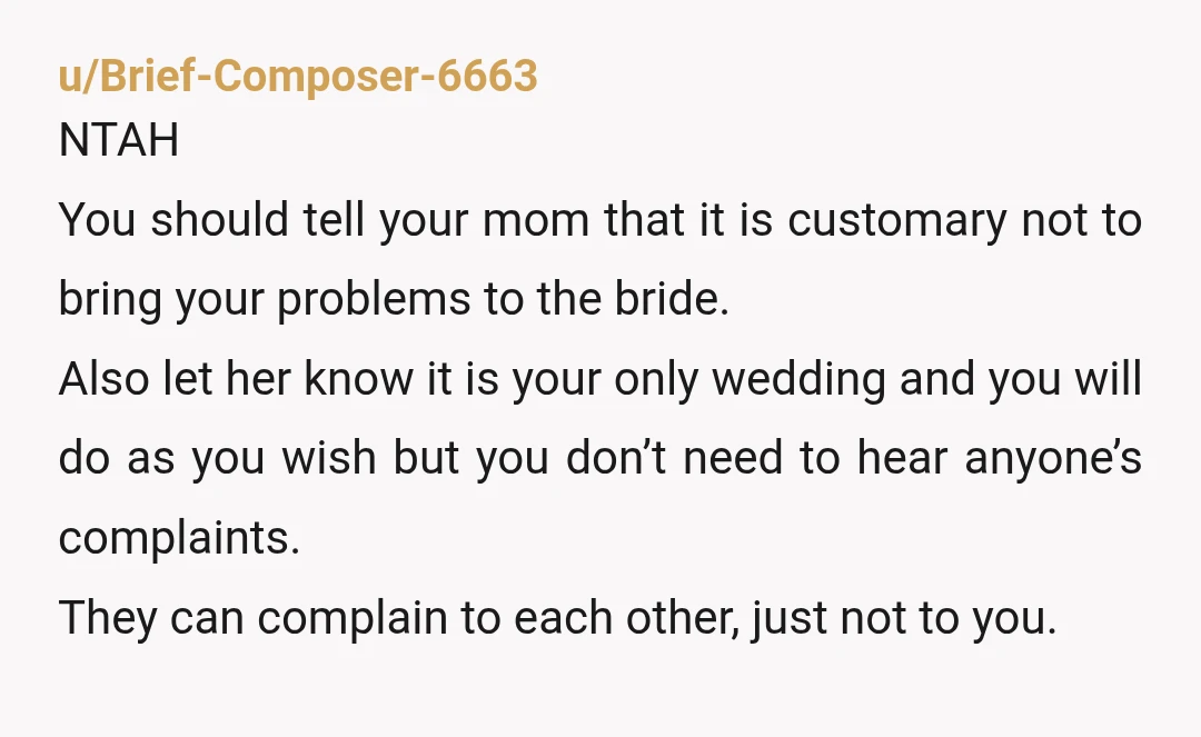 u/RandiLynn1982
NTA: your family just needs to zip it and either go to the wedding or don’t go.