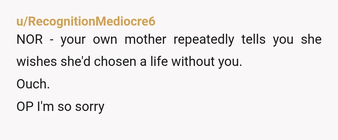 u/himalayanscripts NOR. She’s allowed her feelings but if she had empathy she would keep them to herself and tell them to a peer. This is cruel, and very strange…I can...