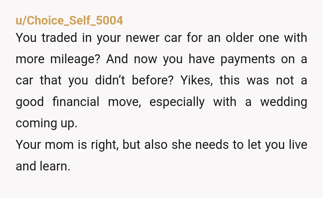 u/2ndcupofcoffee Your conversations with mom and sis don’t appear to emphasize the likely repairs you were anticipating with the golf. Wouldn’t that have bolstered your reasoning? Have you asked your...