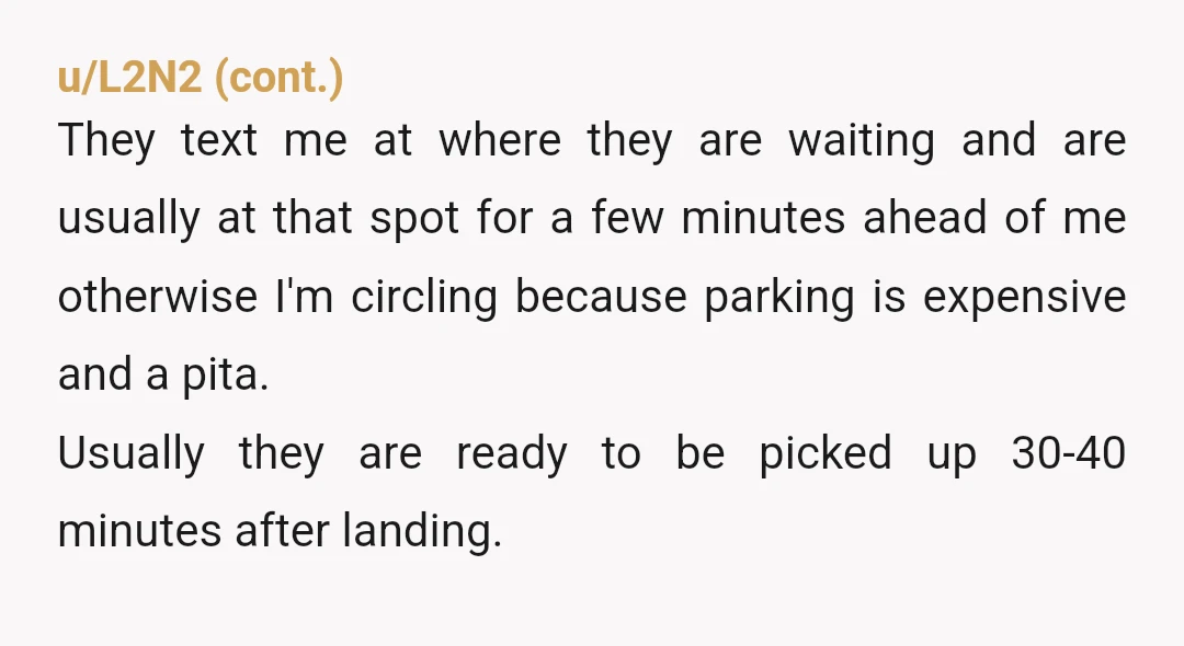 u/SwingThatHammer Based on the title, I expected to read that you waited at the airport for hours. I’m not ready to call you TA for being annoyed but dude just...