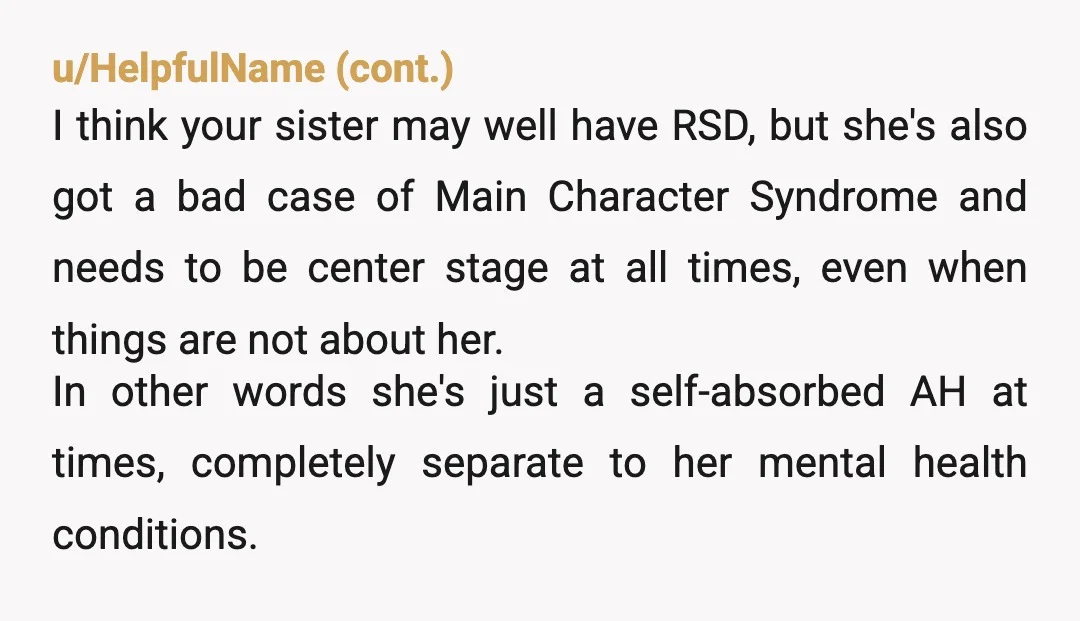 u/Beneficial-Way-8742 I think it's kinda obvious:  despite getting you sister therapy, your parents have been undermining that therapy for years by caving to your sister. They should have gotten guidance...