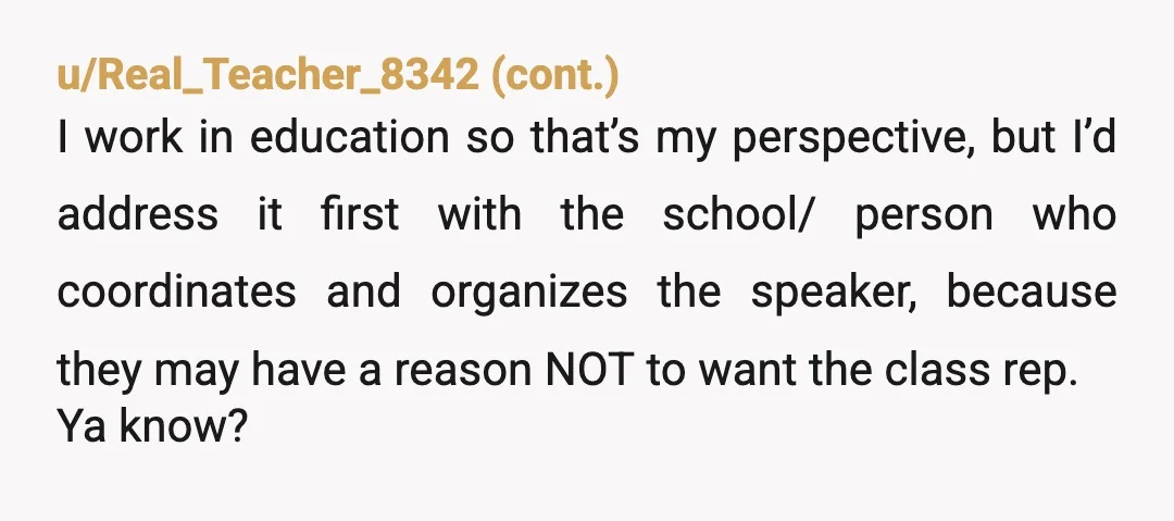 u/cbae21 Maybe ask the organizer why they asked you to speak rather than the current cohort’s representative? I’d be curious to know why they asked you over the current cohort’s...