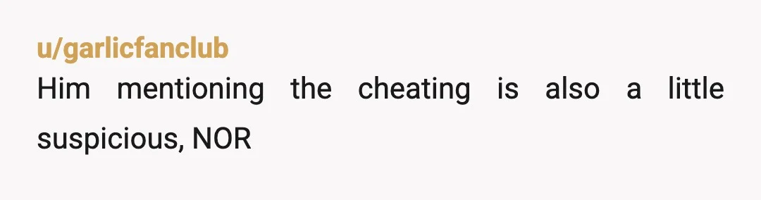 u/garlicfanclub
Him mentioning the cheating is also a little suspicious, NOR