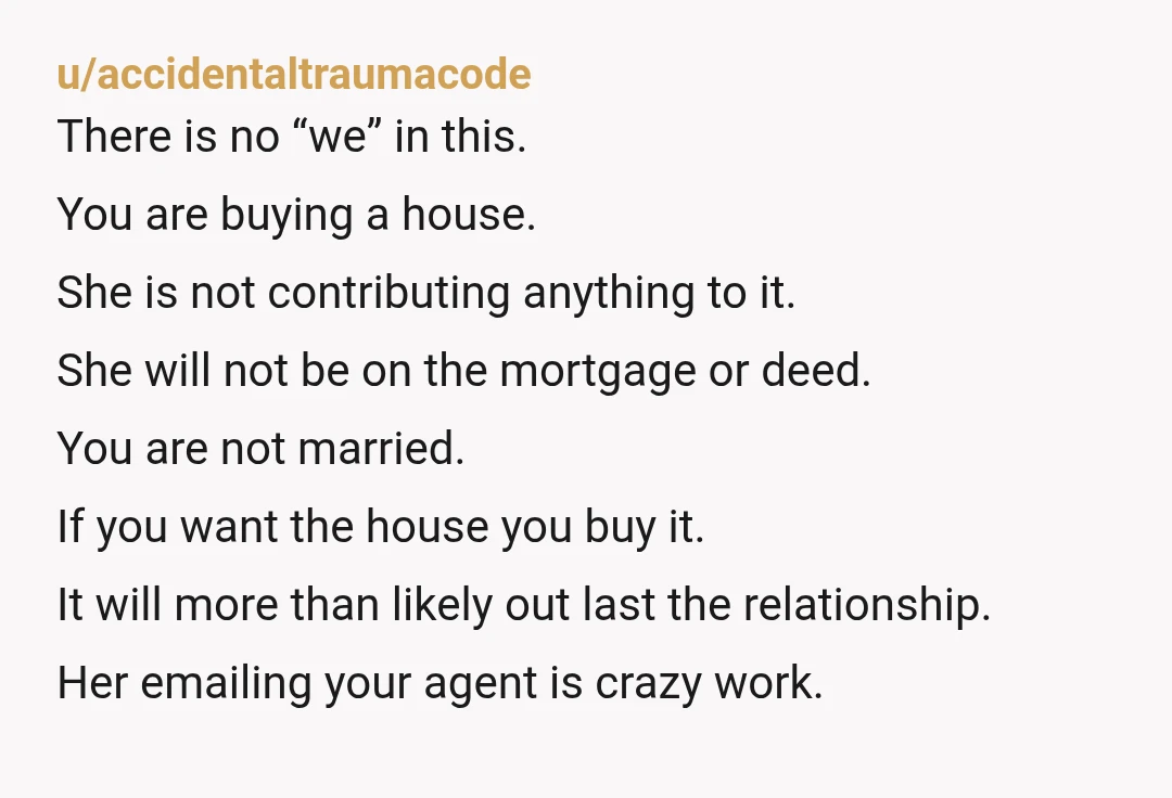 u/ElectronicProject215
The most important word in all of this is GIRLFRIEND.
Shes a girlfriend, why you treating it like a wife?