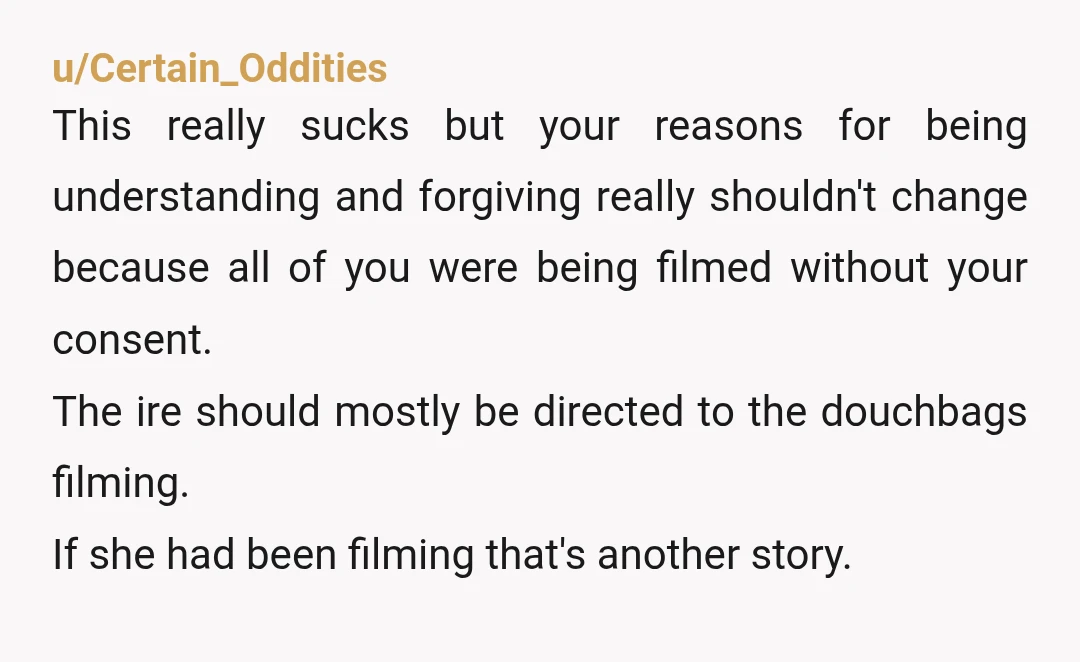 u/Evening_Document_399 I’m gonna go with NTA but maybe for a different reason than I’m seeing? I get that she wanted to get those guys to leave her alone, I’ve been...