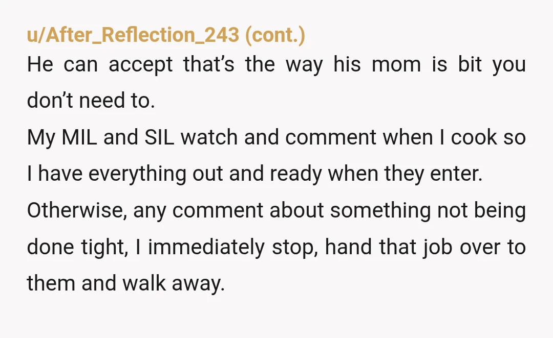 u/Traditional-Ad2319
Why does the wife have to be the one who cooks. It's his family. Why can't he cook?