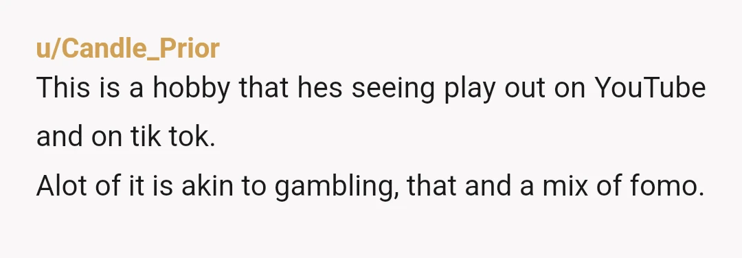 u/Successful-Food-5938
Giving 10K to a 20 year old to trade Pokémon cards is laughable.
Trust your gut.
You did the right thing.