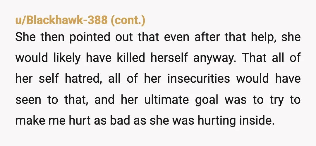 u/AdIntrepid4978 What exactly bothers you about her family, that they hate you or that they went nc? The wording wasn’t clear. But also, if seems like you have more work...