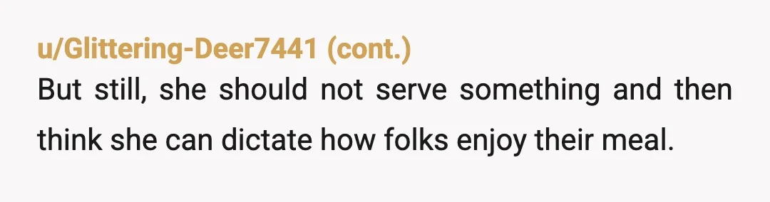 u/Ill_Set_1173
NTA!!!! its her problem that she gags because of the way you eat.... you ate in a perfectly normal way.