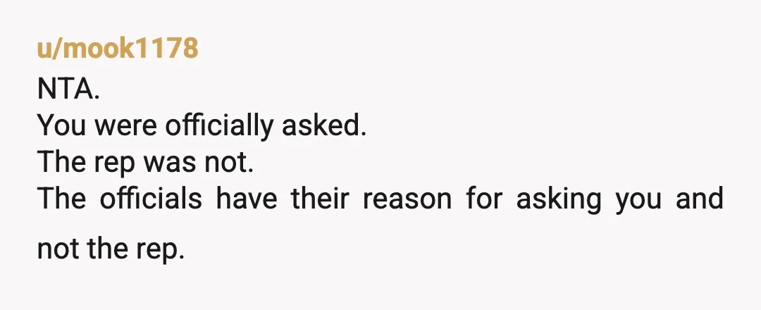 u/DuckLord_92
NTA.
You were asked specifically, because you've earned it.
Do not give in to someone chasing a popularity contest.