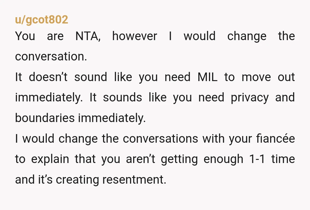 u/Electrical_Beach169 Tell your fiance that for the time being , you don’t think cohabitation is the right thing for your relationship and start looking for another place for yourself (...
