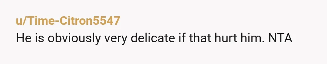 u/Time-Citron5547
He is obviously very delicate if that hurt him. NTA