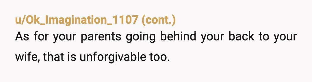 u/Aiyokusama She regrets that she was wrong and didn't get to say "I told you so." She doesn't regret pressuring you. She doesn't regret believing your parents. I really hope...