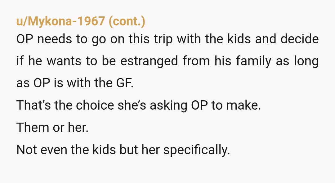 u/Bearliz NTA. She made her bed when she cheated. She can not cut you off from your family. Hang the pictures backup. If she can't handle the her guilty conscious...