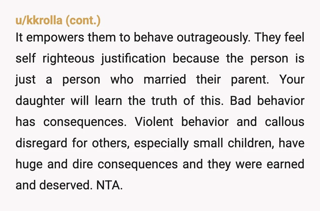 u/outsidelookingin641 NTA she’s old enough to know better. She harmed a six year old. Everyone saying how could dad do this, the adults tried. Therapy, all parties involved, mom and...
