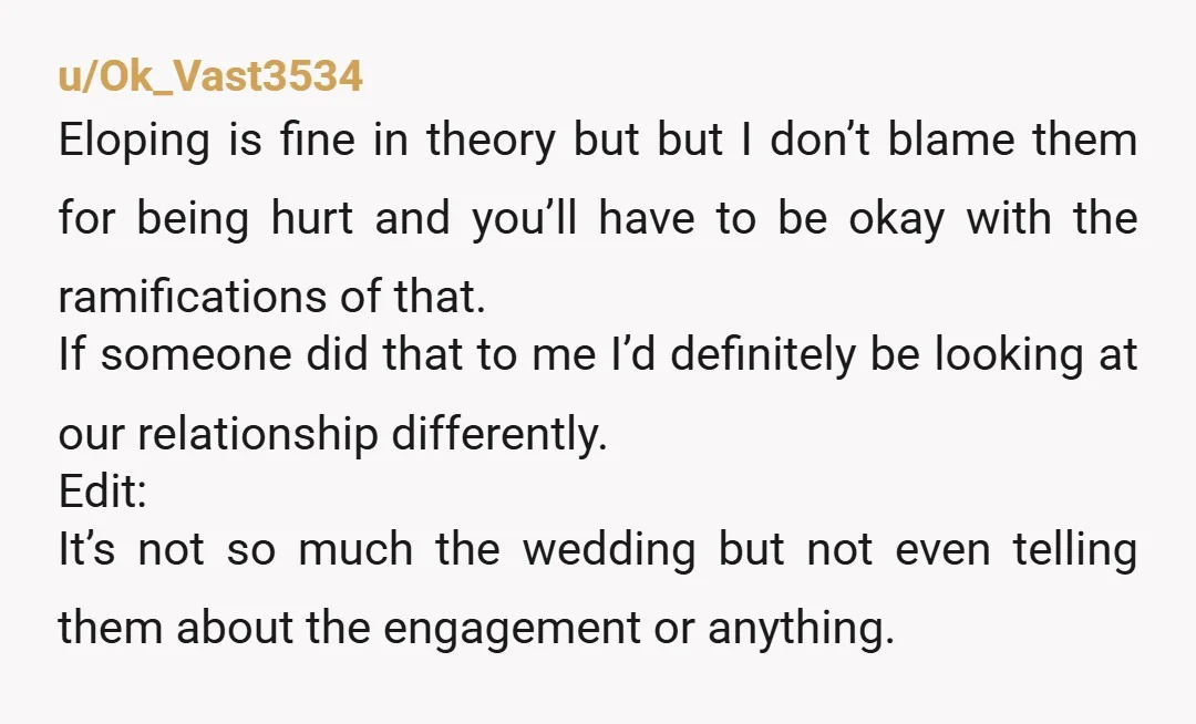 u/morgaine125 Having a private is your choice and that’s fine. But being engaged for two months beforehand and keeping that a secret is a pretty big eff you to your...