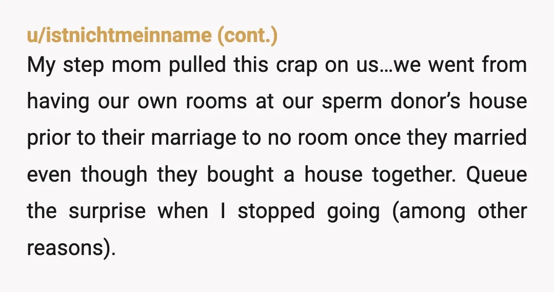 u/Own-Confusion-5526 NTA, girlfriend needs to stay in her lane,. Also, I can only imagine that the courts require that he maintains a room.for her. Not a guest room for anyone...
