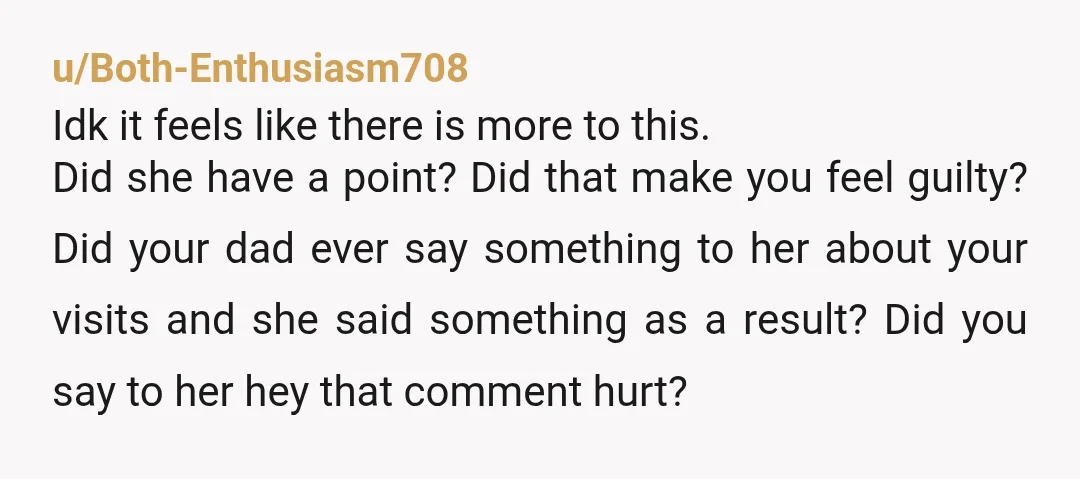 u/Vegetable_Road8143 Your mom had every right to say that, "don't put me in the middle". She shouldn't be. Dad: "you know Rae, she doesn't think before she talks." With this, say...