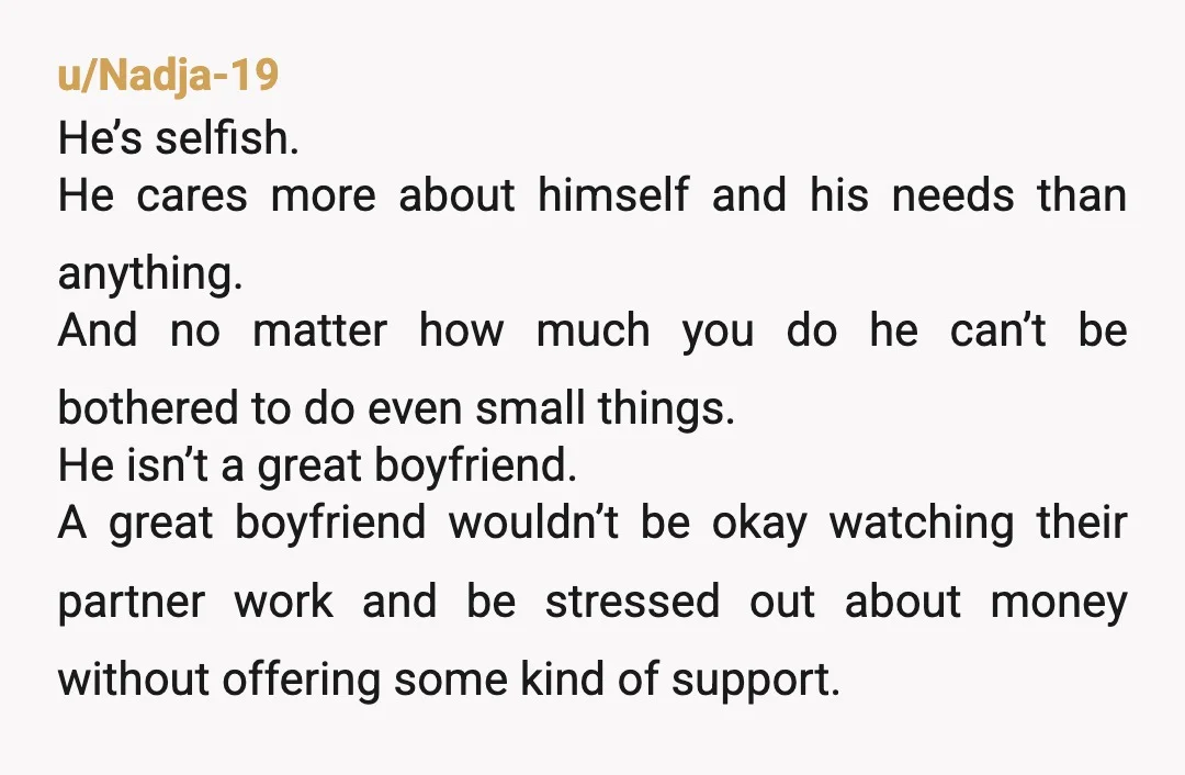 u/Gloomy_Computer_9431 So you’ll partially support him through law school, then what? He’s lazy and entitled. Do you really think Mr. I’m Too Busy and Important for the Hardware Store is...
