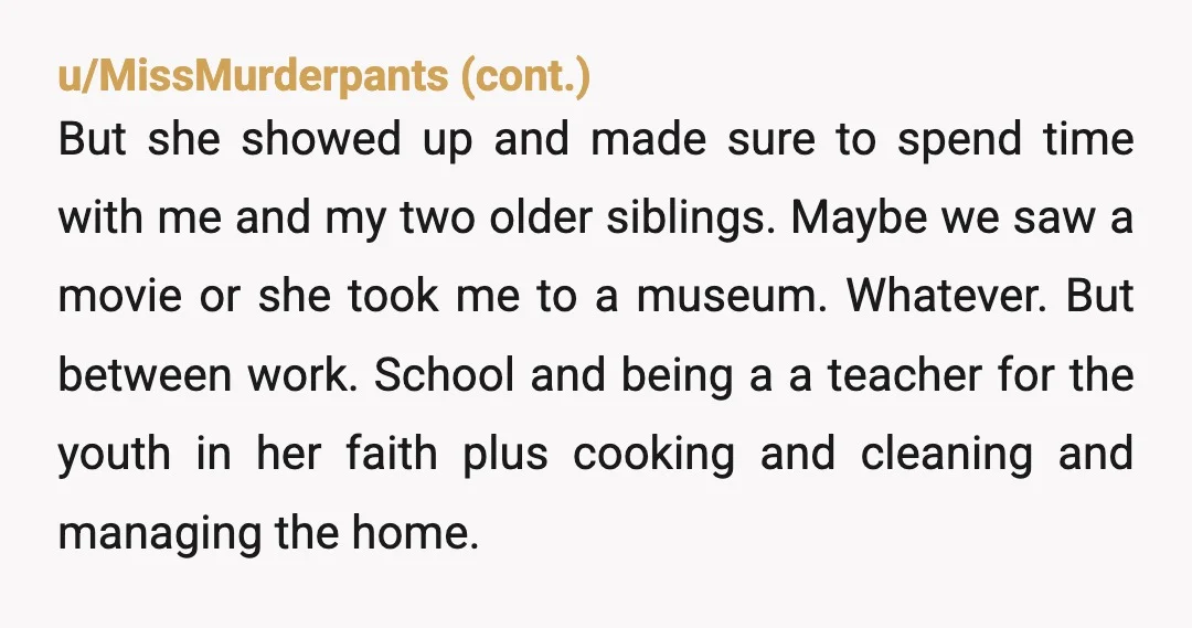 u/Jsmith2127 Nta she didn't put in any of the work raising you, and now that you're an adult she suddenly wants a close relationship. Tell your family "too little too...